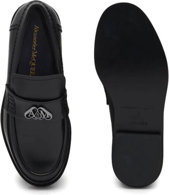 Alexander McQueen Seal-plaque leather loafers Black