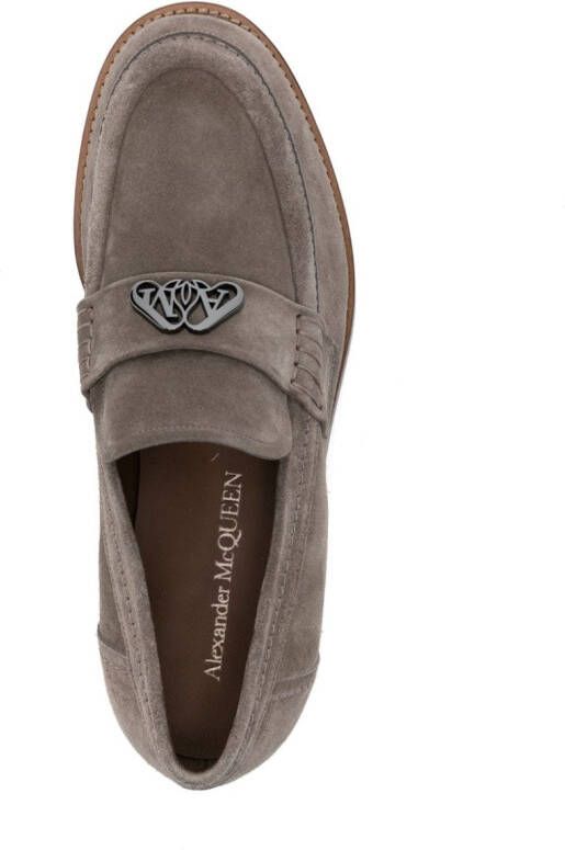Alexander McQueen Seal-plaque suede loafers Neutrals