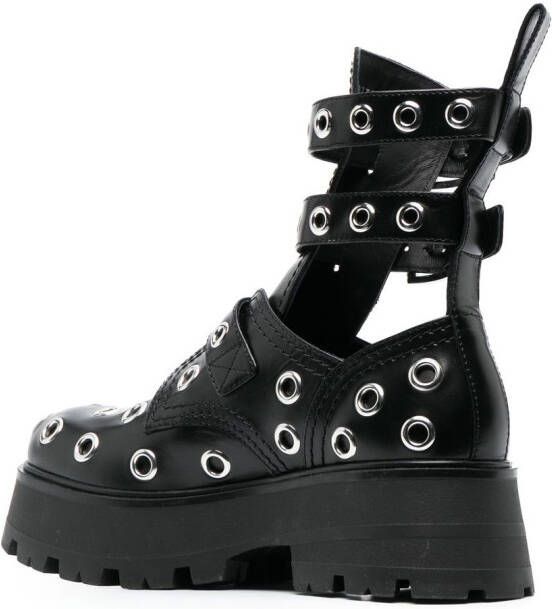 Alexander McQueen silver stud embellished leather boots Black