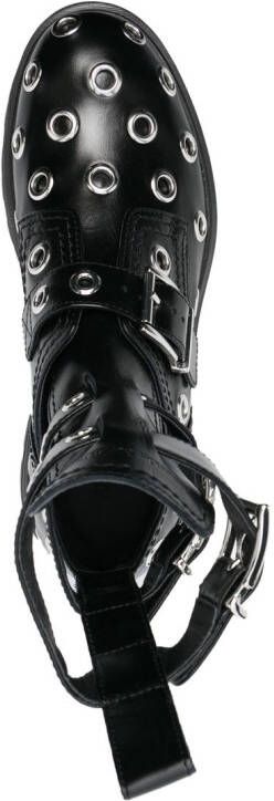 Alexander McQueen silver stud embellished leather boots Black