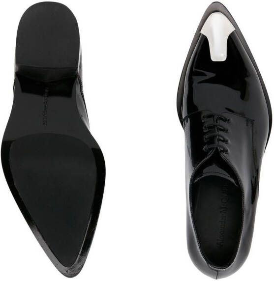 Alexander McQueen silver-tone toe-cap leather shoes Black