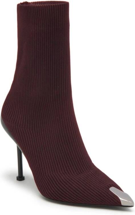 Alexander McQueen Slash Knit 90mm ankle boots Red