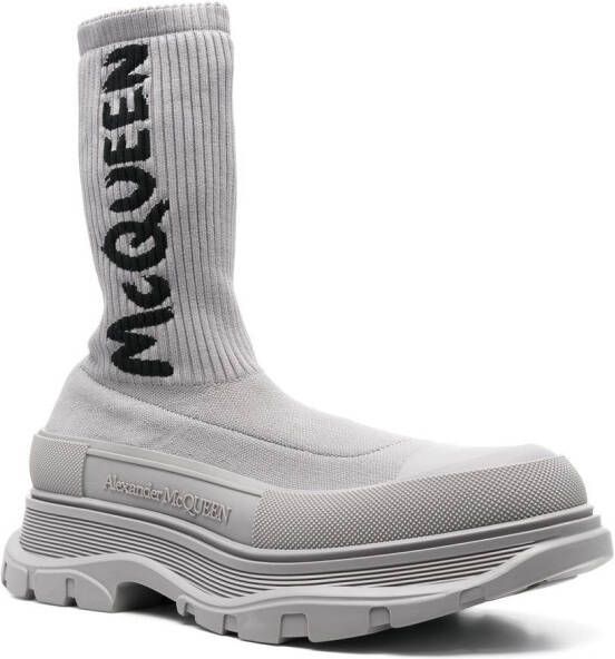Alexander McQueen sock-fit logo-print sneakers Grey