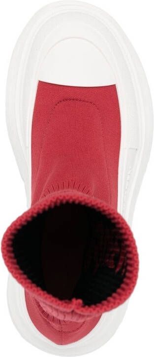 Alexander McQueen sock-style logo-print boots Red