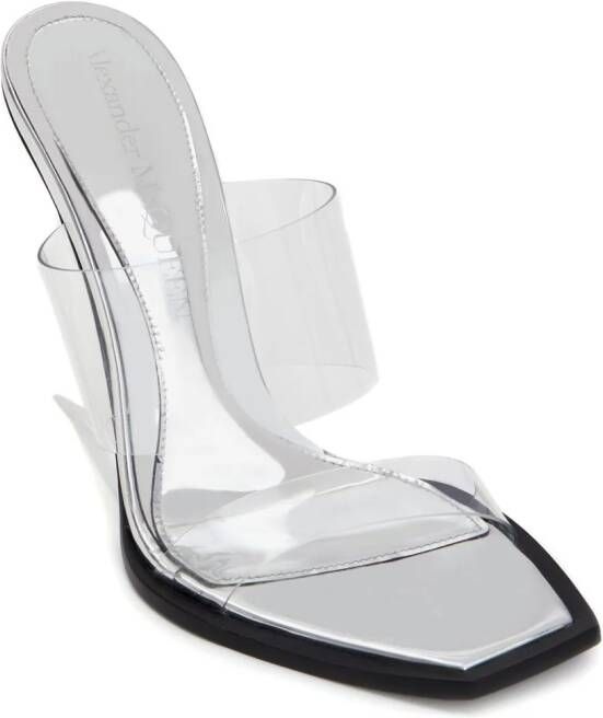 Alexander McQueen square-toe wedge-platform sandals Silver