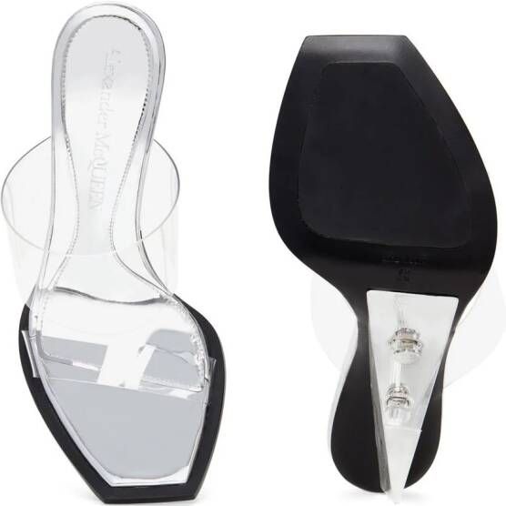 Alexander McQueen square-toe wedge-platform sandals Silver