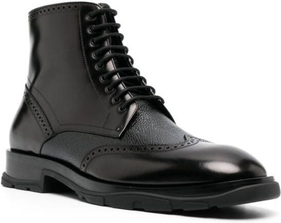 Alexander McQueen textured lace-up boots Black