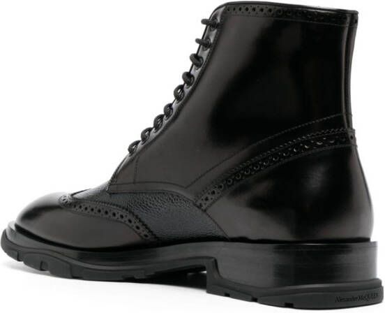 Alexander McQueen textured lace-up boots Black