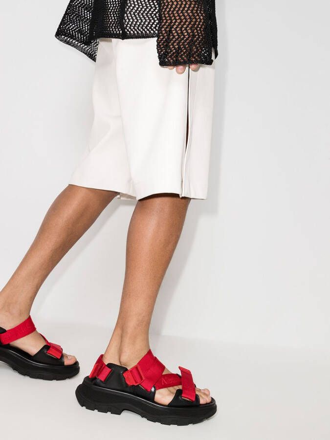 Alexander McQueen Tread logo-tape sandals Red