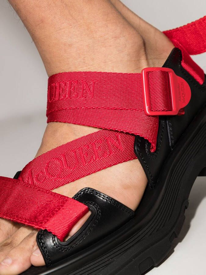 Alexander McQueen Tread logo-tape sandals Red