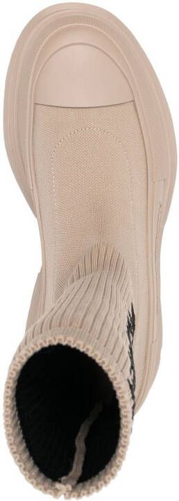 Alexander McQueen Tread ribbed-knit ankle boots Neutrals