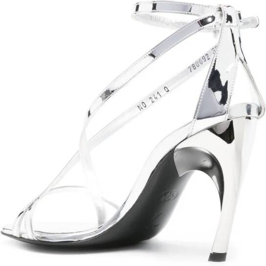 Alexander McQueen Twisted Armadillo 95mm patent sandals Silver