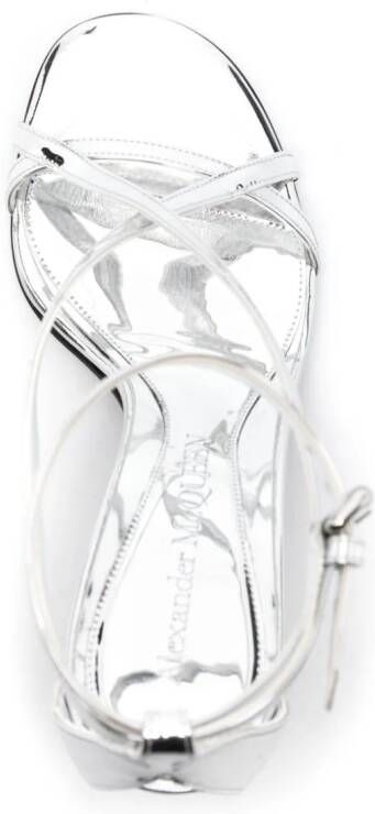 Alexander McQueen Twisted Armadillo 95mm patent sandals Silver