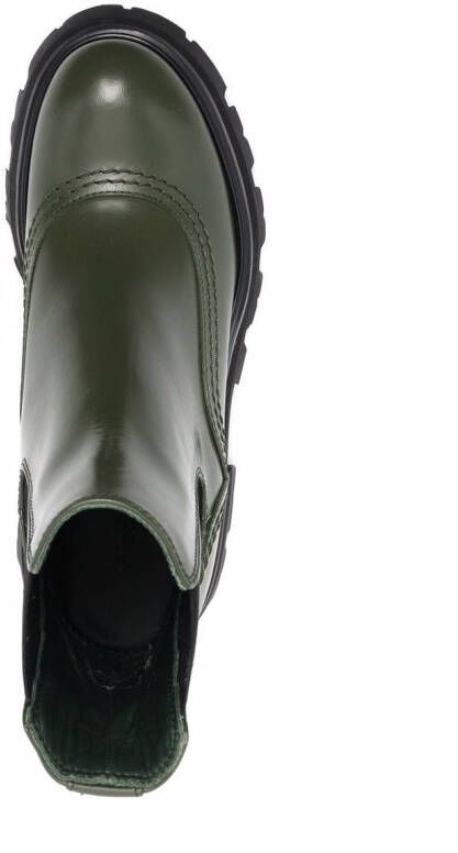Alexander McQueen Wander ridged-sole leather boots Green