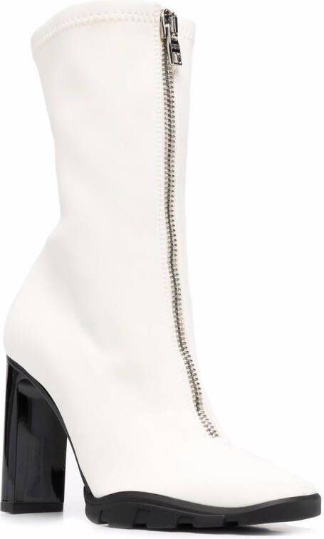 Alexander McQueen zip-up heeled leather boots White
