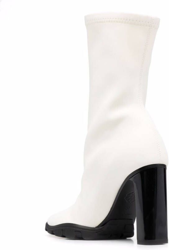 Alexander McQueen zip-up heeled leather boots White