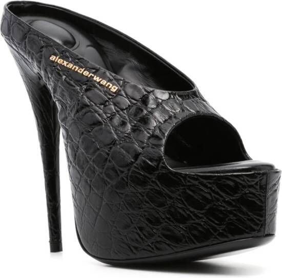 Alexander Wang 150mm crocodile-effect sandals Black
