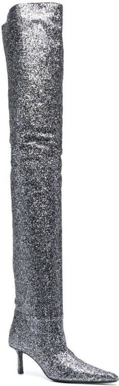 Alexander Wang glitter thigh-high boots Silver