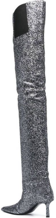 Alexander Wang glitter thigh-high boots Silver