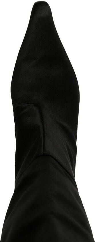 Alexander Wang Viola feather-trim satin boots Black