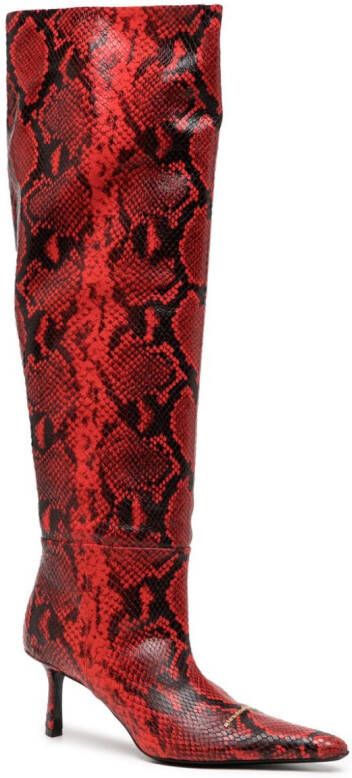 Alexander Wang Viola snake-print leather boots Red