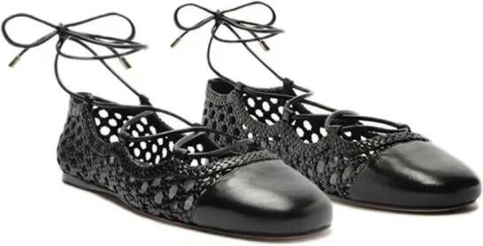 Alexandre Birman Ballerina Tresse woven leather lace-up ballerina shoes Black