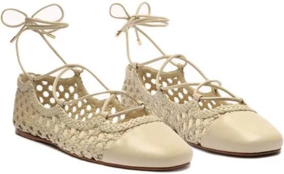 Alexandre Birman Ballerina Tresse woven leather lace-up ballerina shoes Neutrals