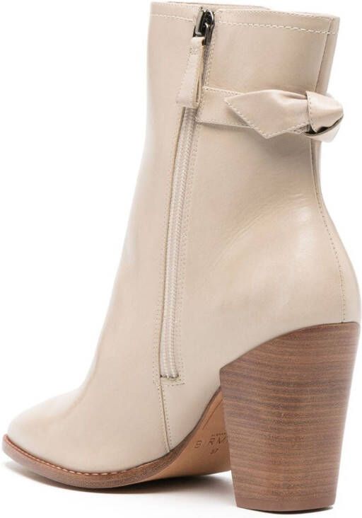 Alexandre Birman bow-detail 95mm leather ankle boots Neutrals