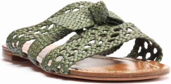 Alexandre Birman Clarita braided flat mules Green