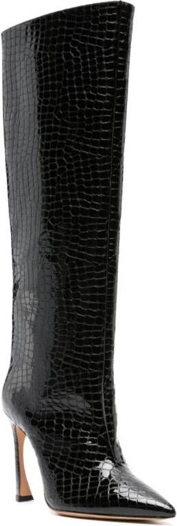 Alexandre Birman Kyra 100mm crocodile-embossed boots Black