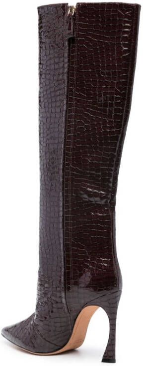 Alexandre Birman Kyra 100mm embossed leather boots Red