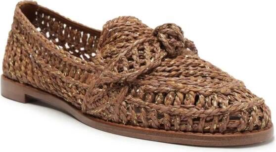 Alexandre Birman Raffia Penny woven loafers Brown