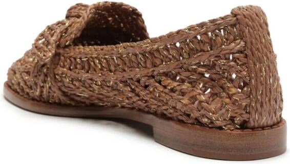 Alexandre Birman Raffia Penny woven loafers Brown