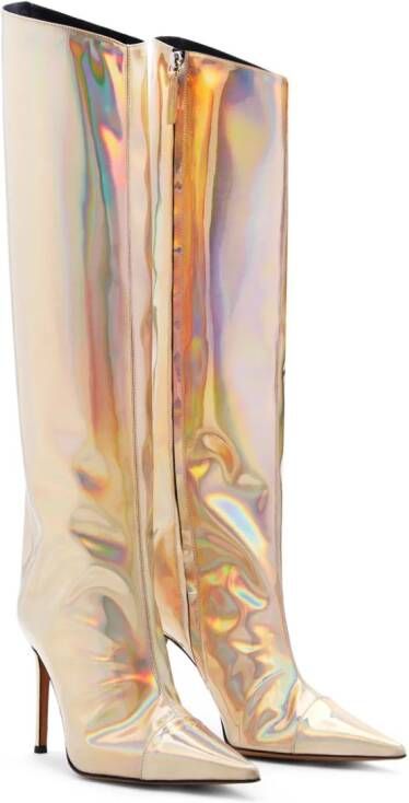 Alexandre Vauthier 100mm holographic knee-high boots Pink