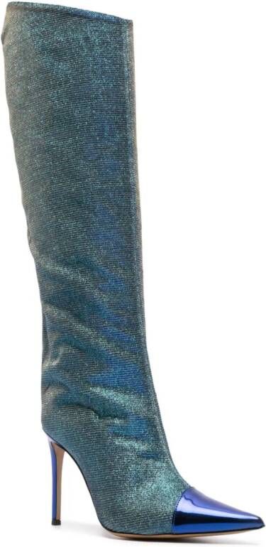 Alexandre Vauthier 100mm iridescent-effect pointed boots Blue