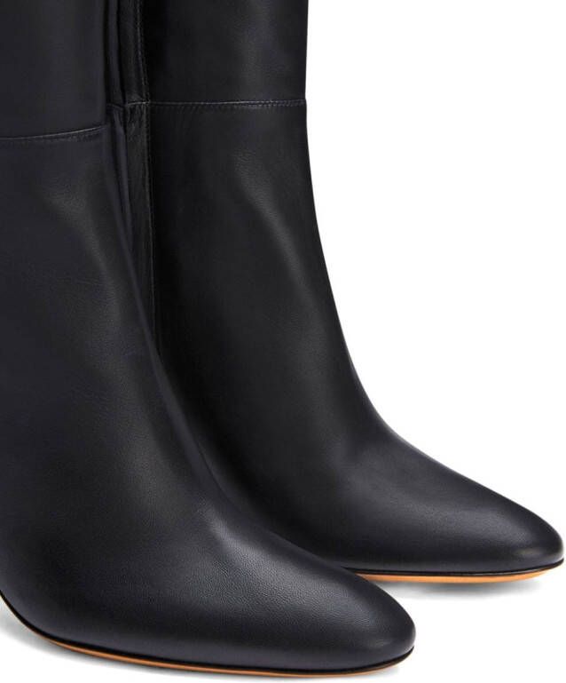 Alexandre Vauthier 105mm almond-toe leather boots Black