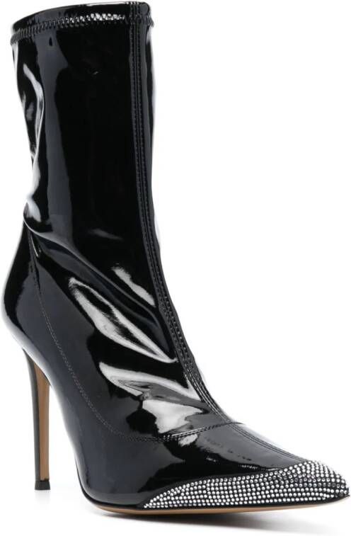 Alexandre Vauthier 105mm crystal-embellished patent-leather boots Black