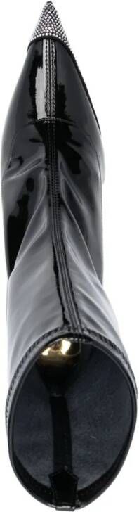 Alexandre Vauthier 105mm crystal-embellished patent-leather boots Black