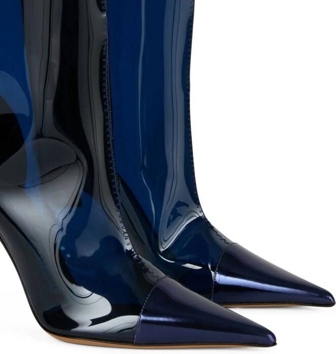 Alexandre Vauthier 105mm iridescent leather boots Blue