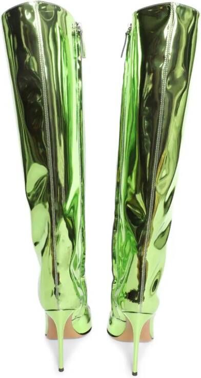 Alexandre Vauthier 105mm metallic-finish leather boots Green