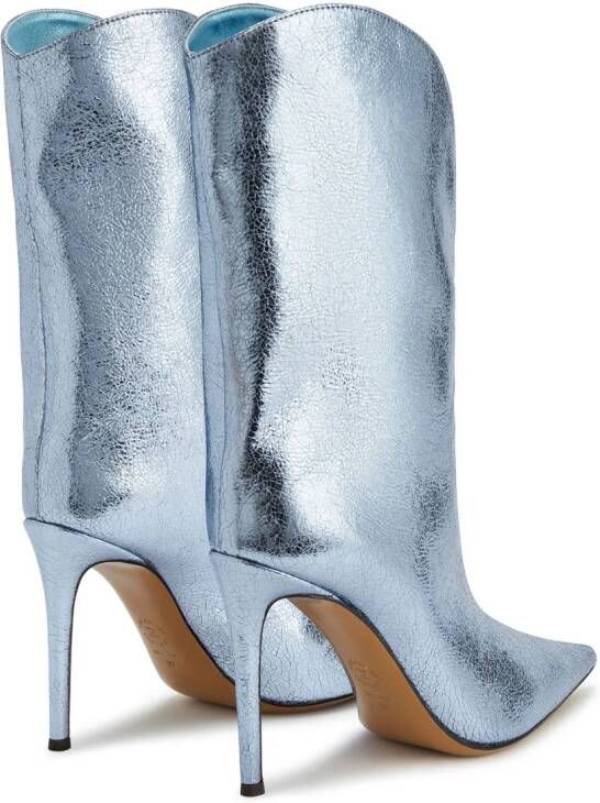 Alexandre Vauthier 105mm pointed-toe leather boots Blue