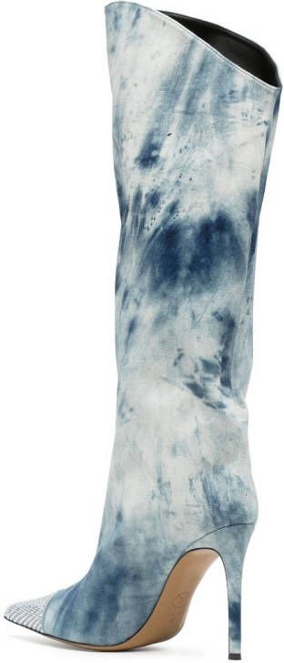 Alexandre Vauthier 105mm snow-printed denim boots Blue