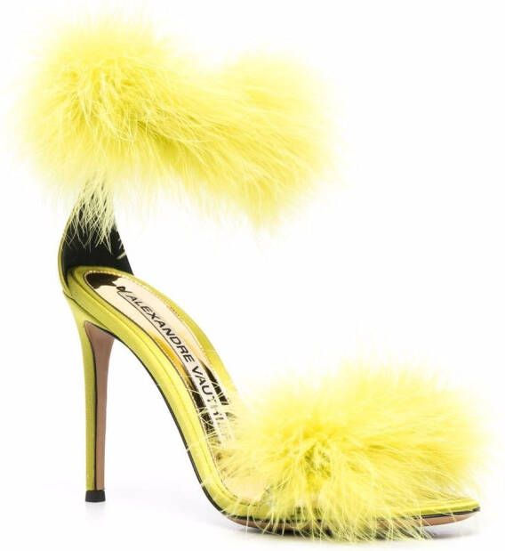 Alexandre Vauthier 110mm feather-straps sandals Green