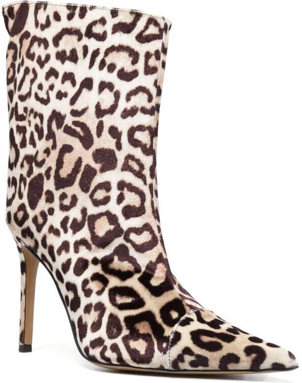 Alexandre Vauthier Alex velvet leopard-print boots Brown