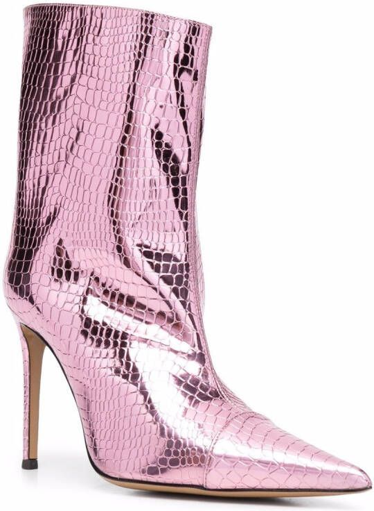 Alexandre Vauthier crocodile-effect 105mm ankle boots Pink