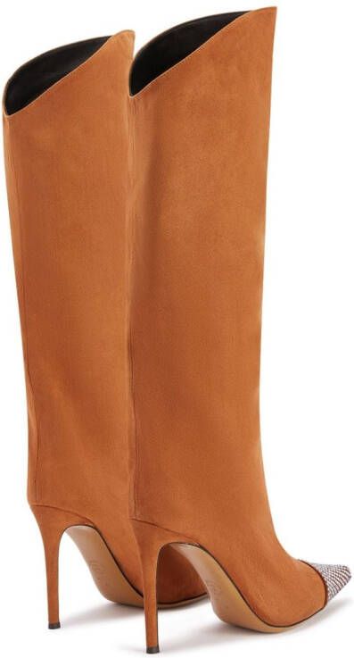 Alexandre Vauthier crystal-embellished 105mm boots Brown