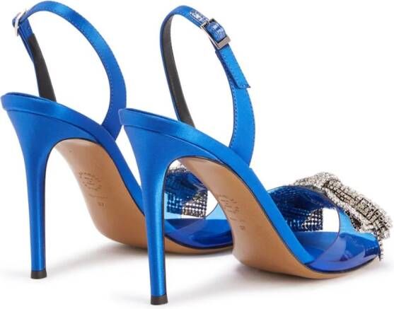 Alexandre Vauthier crystal-embellished bow 105mm sandals Blue