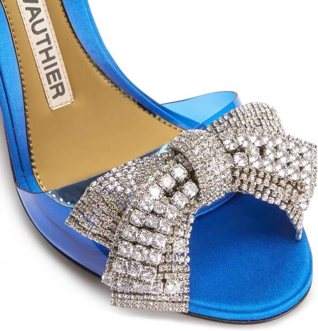 Alexandre Vauthier crystal-embellished bow 105mm sandals Blue