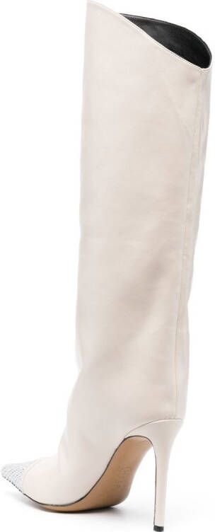 Alexandre Vauthier crystal-embellished leather boots White