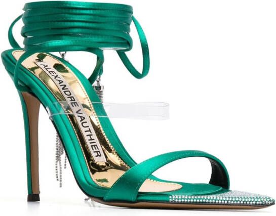 Alexandre Vauthier crystal-tassel strappy sandals Green
